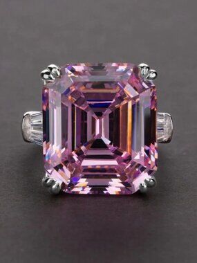 5.62ct Three Stones Asscher Cut Created White Sapphire